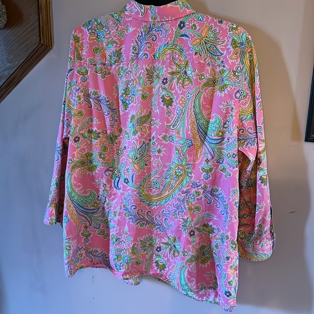 Lauren Ralph Lauren Pink Paisley Button-Up Shirt - Picture 5 of 7